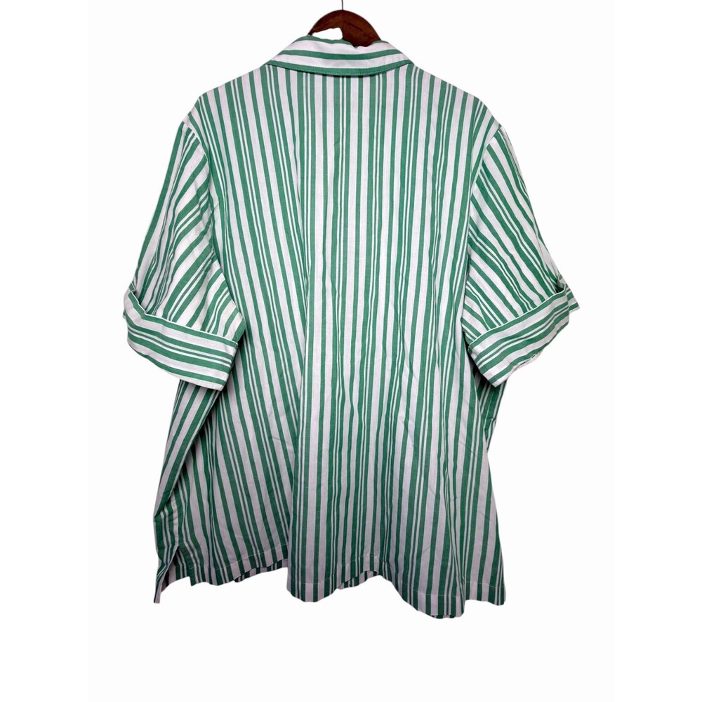 Blair Green and White striped popover tunic top 2XL - Picture 3 of 5